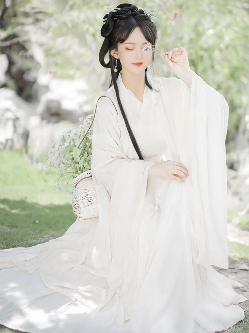 Women Hanfu Dress Chinese Traditional Hanfu Dance Dress Cosplay Costume Summer White Dress Set Women Hanfu Dress Chinese Traditional Hanfu Dance Dress Cosplay Costume Summer White Dress Set