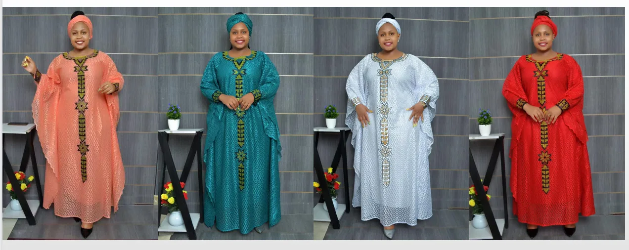 African Dress For Women Muslim Lace Boubou Dashiki Traditional Ankara Outfits Evening Gown