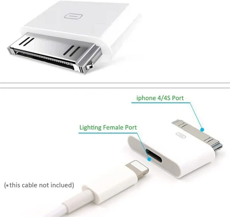 8Pin Male To 30 Pin Female Charging Sync Lighting To 30Pin Adapter for IPhone 4 4S IPad 2 3 IPod Touch Charger Cable Converter