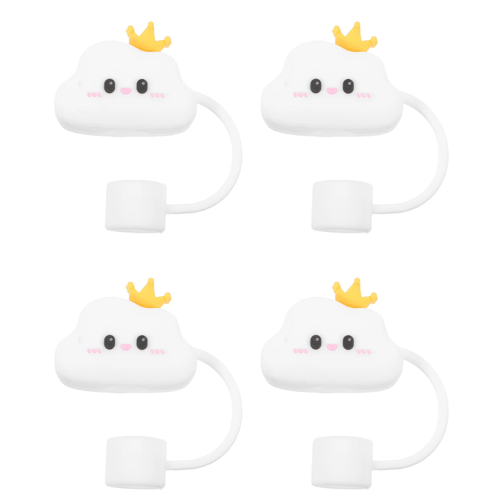4Pcs Crown Cloud Straw Cap Silicone Tips Hat Lid Toppers Cute Straw Cover For Tumbler Cup Accessories Reusable Food Grade