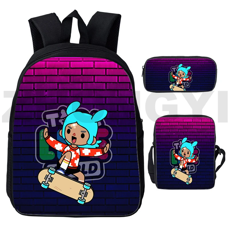 3 Pcs/set Funny Game Toca Boca 3d Backpacks Kids Girls Kawaii