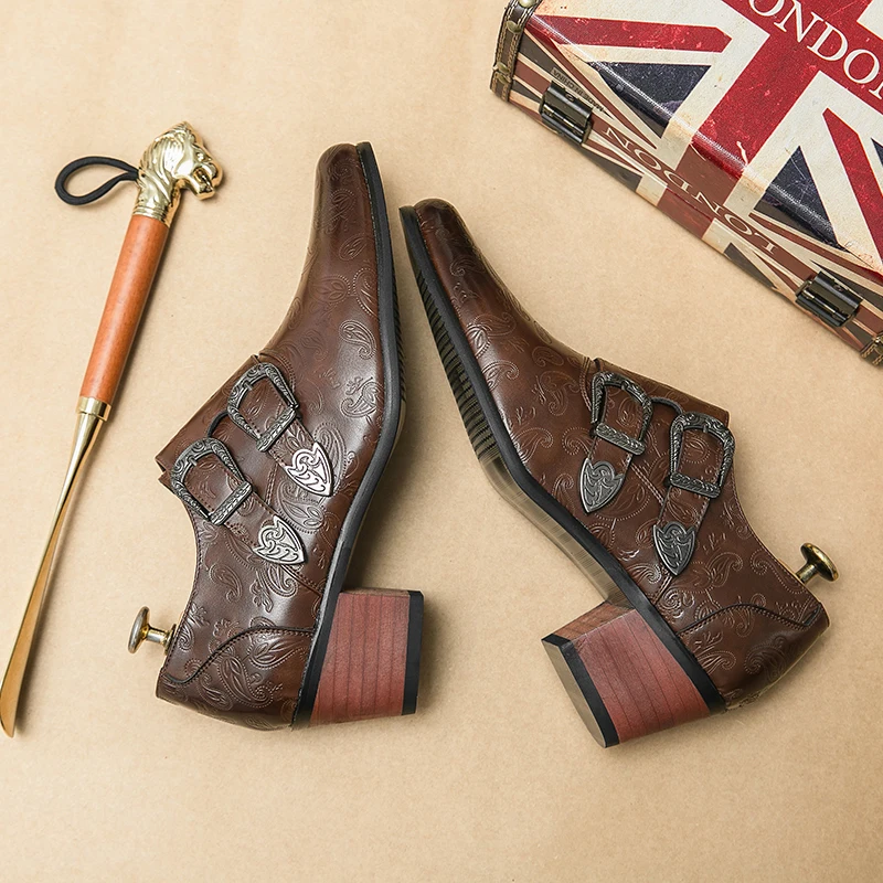 

Мужские туфли на каблуке из крокодиловой кожи, коричневые классические мокасины, повседневная обувь, 2021