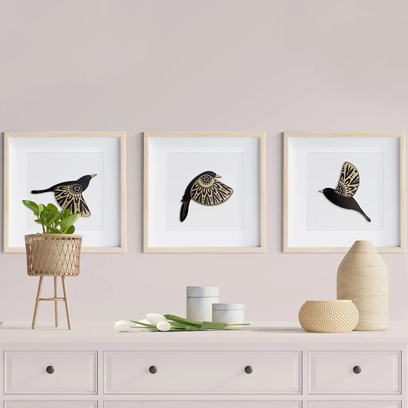 Déco Murale Oiseaux En Bois – 3 Sculptures Volantes Style Rustique – Pour Salon, Chambre Ou Bureau – Ambiance Naturelle Et Chaleureuse