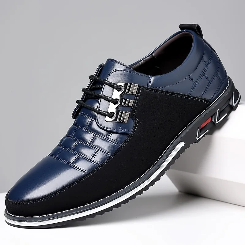 

Men Casual Shoes Fashion Brand Classic Casual Men Pu Leather Shoes Black Hot Sale Breathable Business Lace-Up Men Shoes Big Size