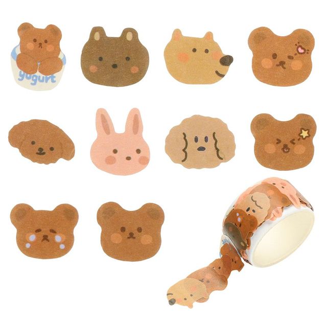 Pcs/pack Round Stickers Dot Paper tape Kawaii Fruit Animals Face Dot Washi Stickers For DIY Crafts Scrapbooking Decorative