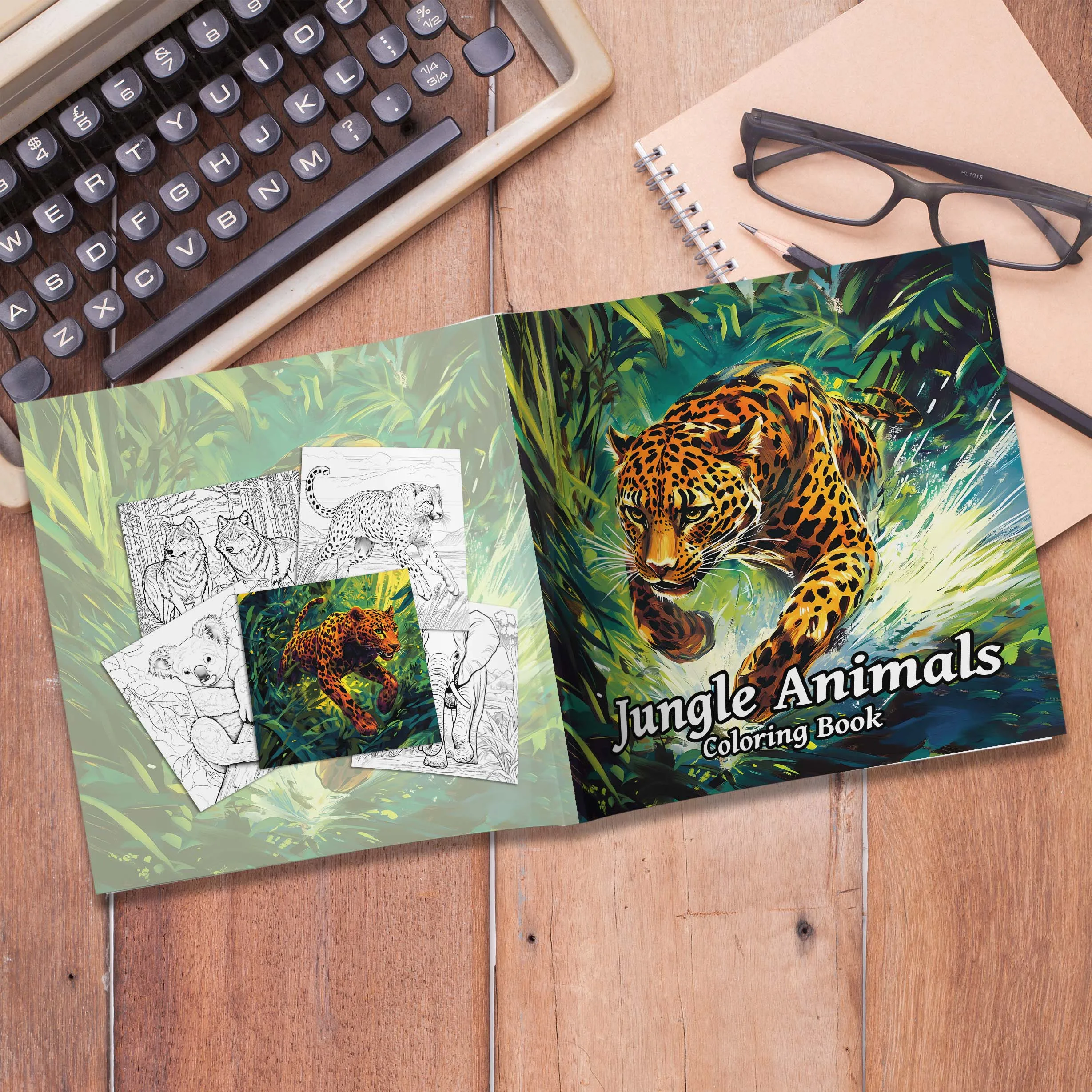 Jungle Animals coloring Book Teenagers Colouring Book,24 Different Patterns,Stress Relief,Birthday Gift Adults Picture Books 3