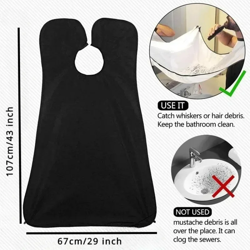 1/2PCS Male Shaving Aprons Creative Wall Mirror Suction Haircut Wrap Cape Home Salon Moustache Beard Shaving Apron Cleaning Bib 6