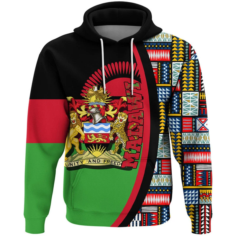 thumbnail image 1 of Sudadera con capucha con estampado 3D de la bandera del país de Malawi para hombre, sudaderas con capucha de manga larga a la moda para primavera y otoño de 2024, ropa de gran tamaño, 1 of 5