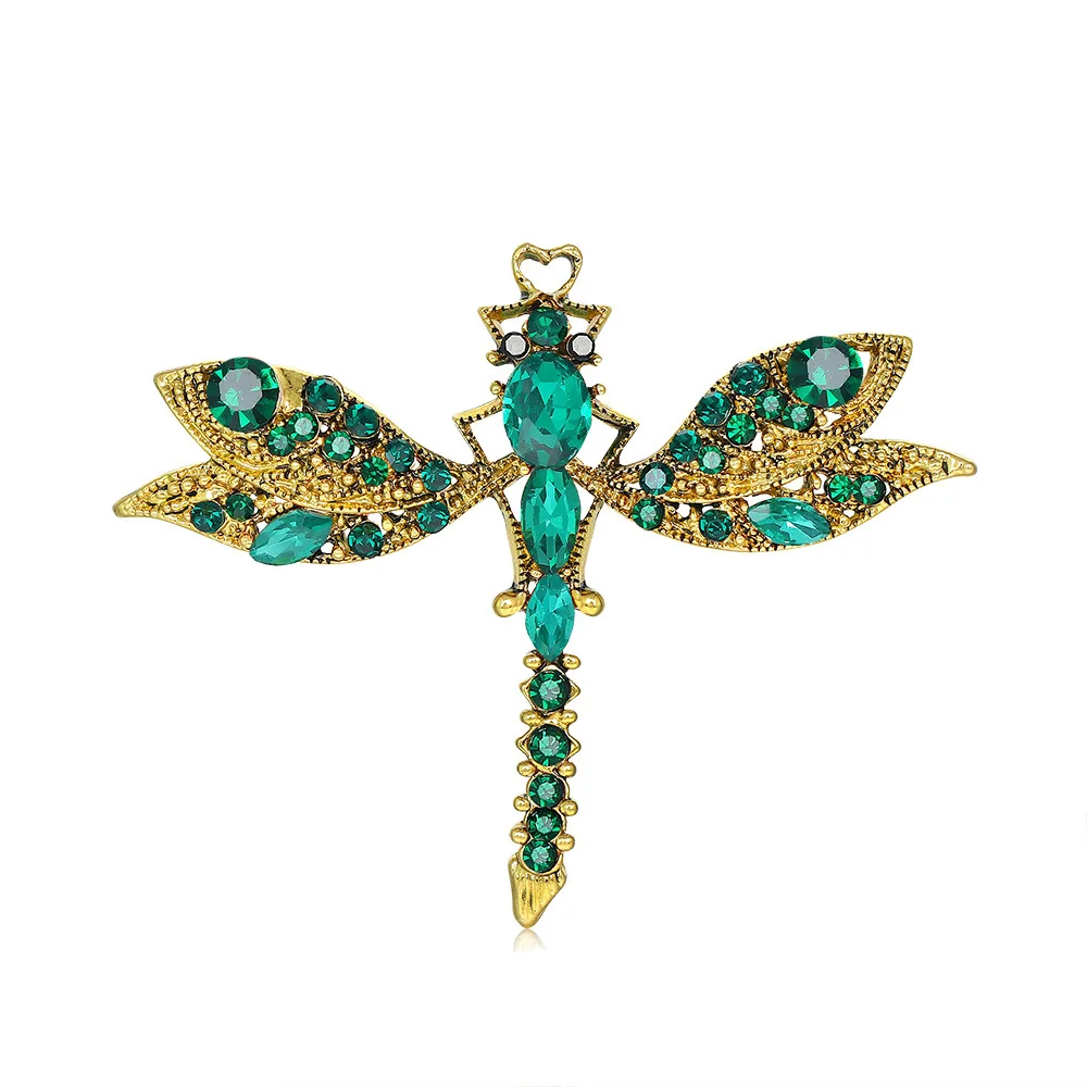  Luxury! Dragonfly Brooch, Lab Created Ruby/Emerald