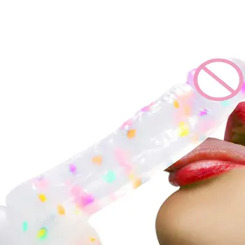 Dildo For Women Soft Jelly Suction Cup Dildo Anal Big Penis Anal Plug Rainbow Crystal Dildo Female Sex Toys Erotic Adult 18+ 2