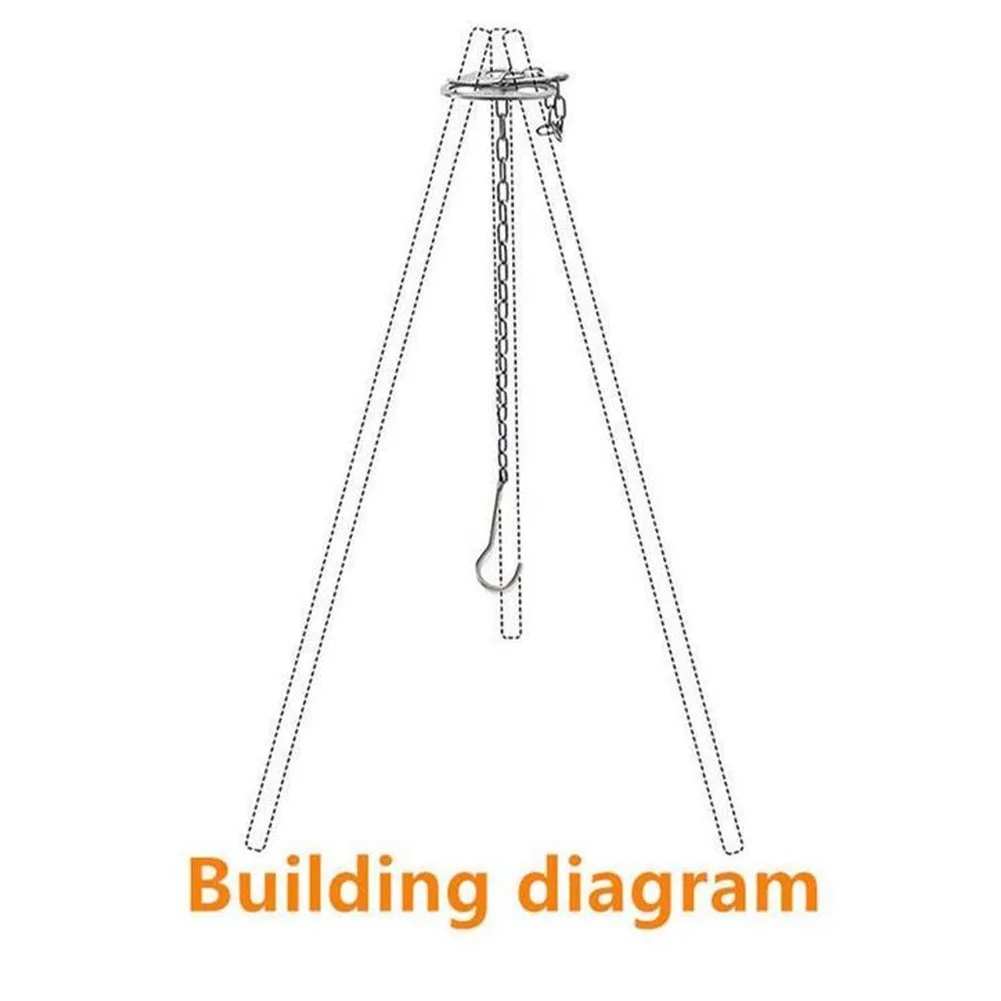 

Bonfire Party For Camping Picnic Hanging Tripod Hanging Pot Rack Picnic Tripod Black&Silver Length 85cm Multifunction