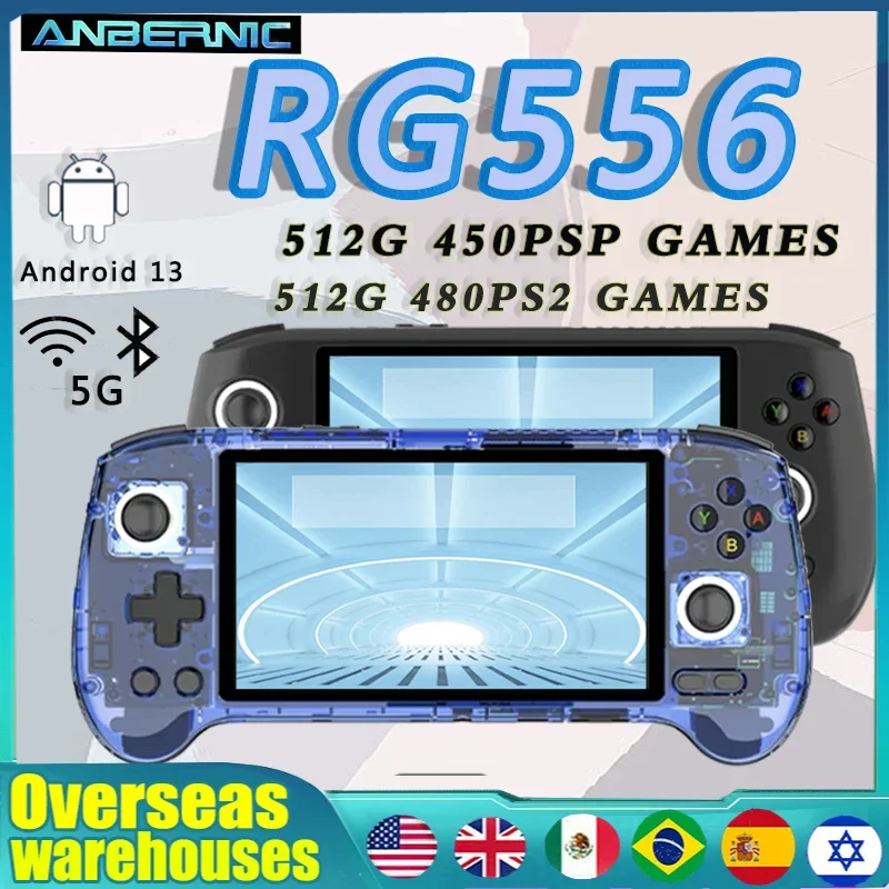 Anbernic Rg556 Console Di Gioco Portatile Retrò Sistema Android 13 8G + 128G Lettore Video Con Schermo Amoled Da 5.48 Pollici 512G Ps2 Giochi Psp