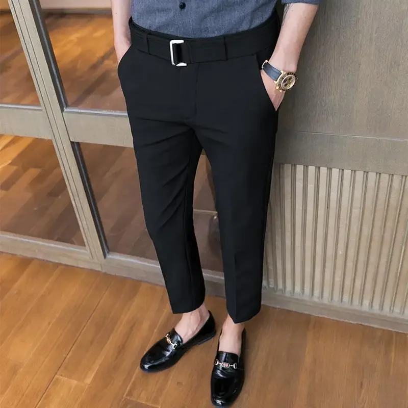 Pantalones elásticos fluidos para hombre Pantalones de traje rectos drapeados para hombre Ropa elástica Oferta Spandex Reseñas elegantes coreanas Muchas vintage