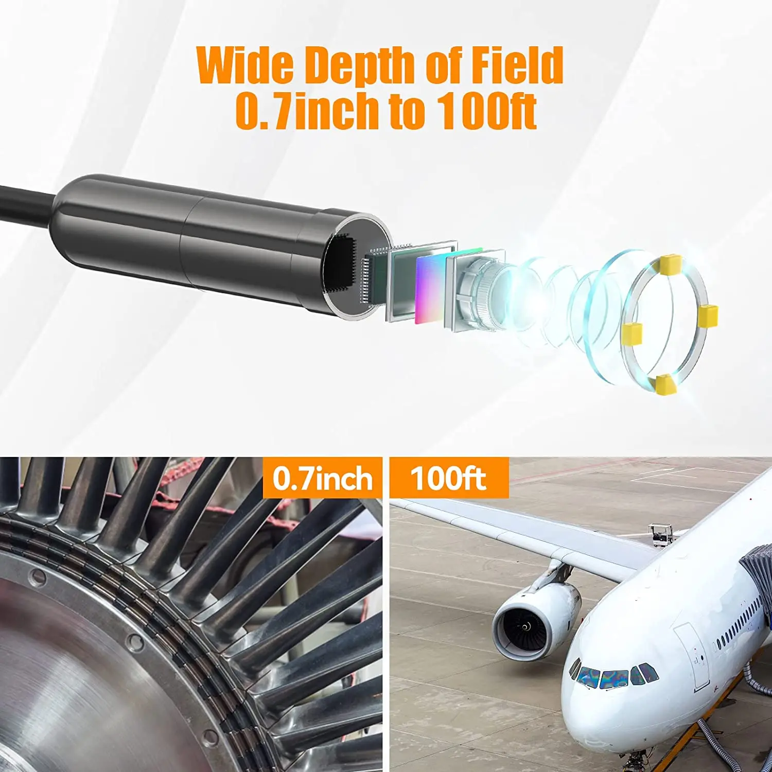 TESLONG 5.0MP 3 in 1 Usb Endoscope Camera 2594x1944P IP67 Auto Focus Hard Wire Industrial Borescope for Android Ios 3