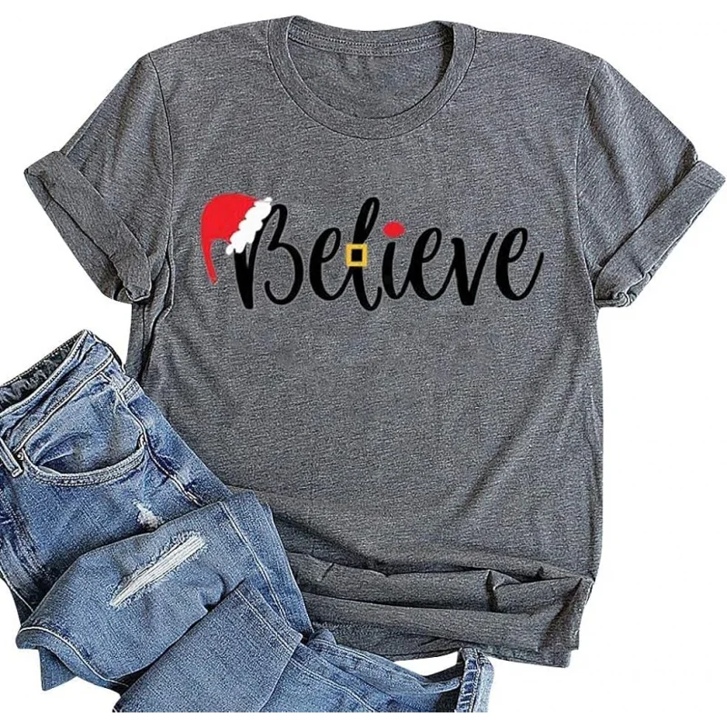 

Christmas Lights Pajamas Funny Holiday Gifts T-Shirts for Women, Large Size, Short Sleeve