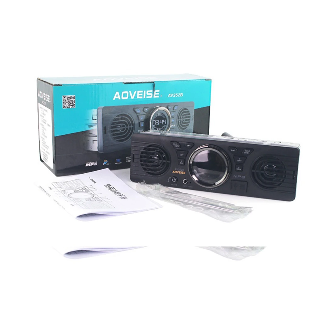 자동차 라디오 MP3 오디오 플레이어, AV252 1 Din 블루투스 핸즈프리 스테레오 FM 내장 스피커 2 개, USB SD AUX 오디오 재생 지원