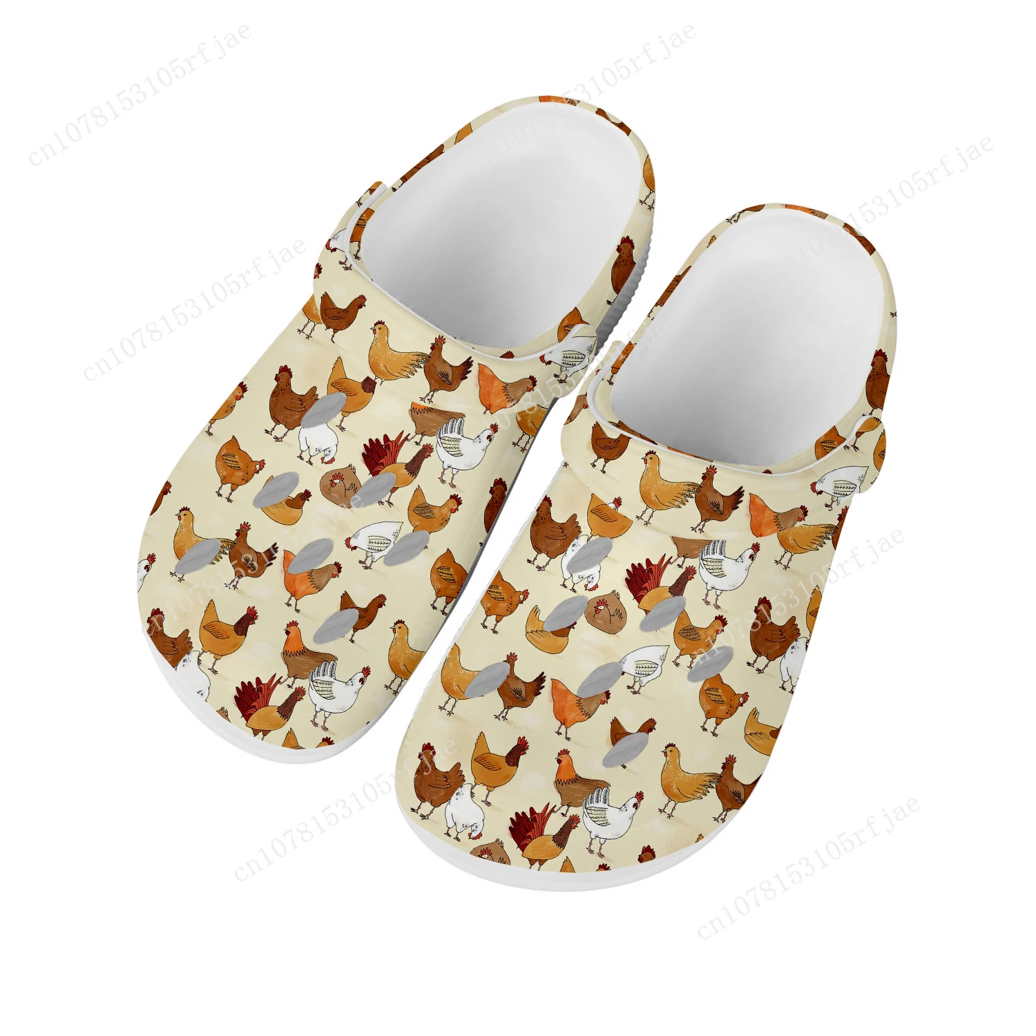 Cartoon Rooster Print Home Clog Mens Women Youth Boy Girl Sandals Shoes Garden Custom Made Breathable Shoe Beach Hole Slippers