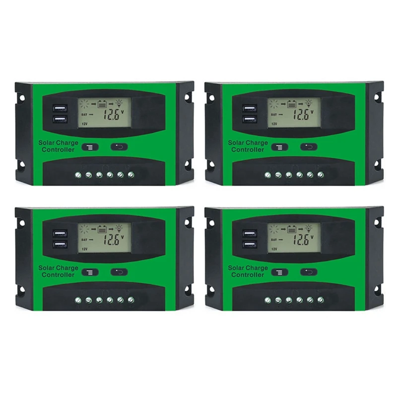 

4X 30A 12V 24V Solar Controller LCD Function Dual USB 5VDC Output Solar Cells Panel Battery Charge Regulator