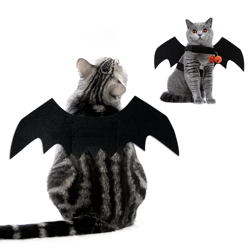 Dog Clothes Dog Costumes Bat Wings and Bells Chest and Back Strap for Halloween