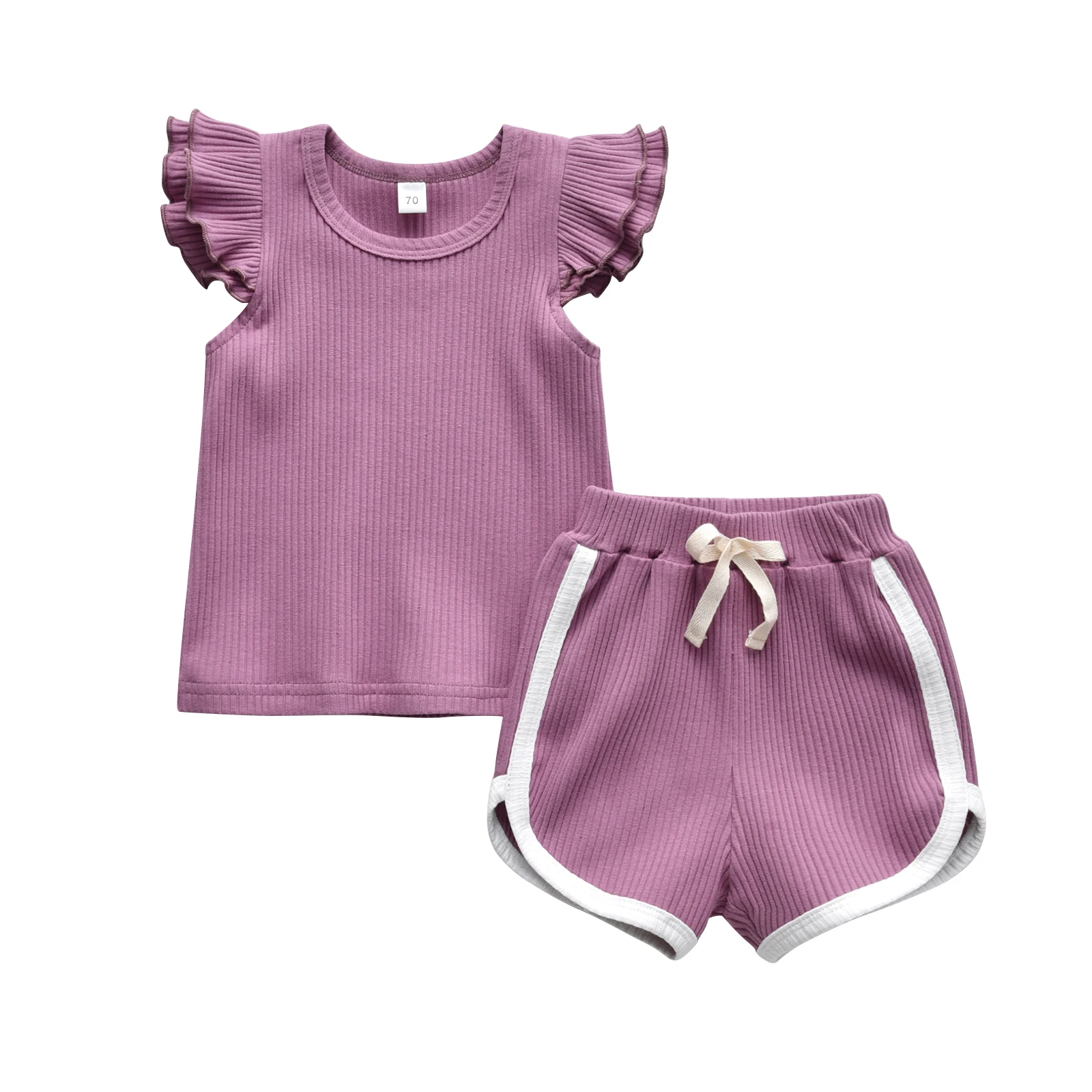 Baby Clothing Set expensive Summer Baby Girl Clothes Set Short Sleeve Solid Color O Neck T-shirt Top and Shorts Pants Knit Two Piece Set Kids Girls Outfits baby clothing set long sleeve	 Baby Clothing Set