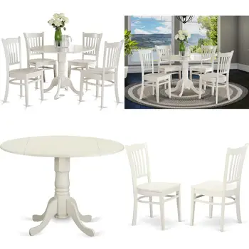 5-Piece White Dropleaf Dining Set 1