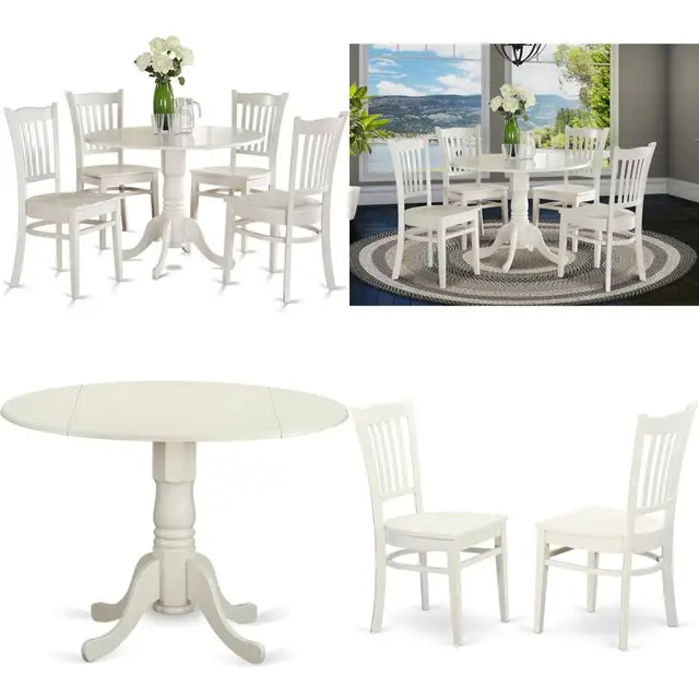 5-Piece White Dropleaf Dining Set 1