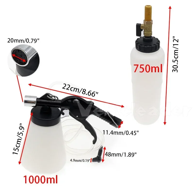 1L / 0.75L Car Brake Bleeder Pumping Fluid Pump Kit Capacity Oil Change Purge Tank Tubes Repair Tools Truck Auto Accessories