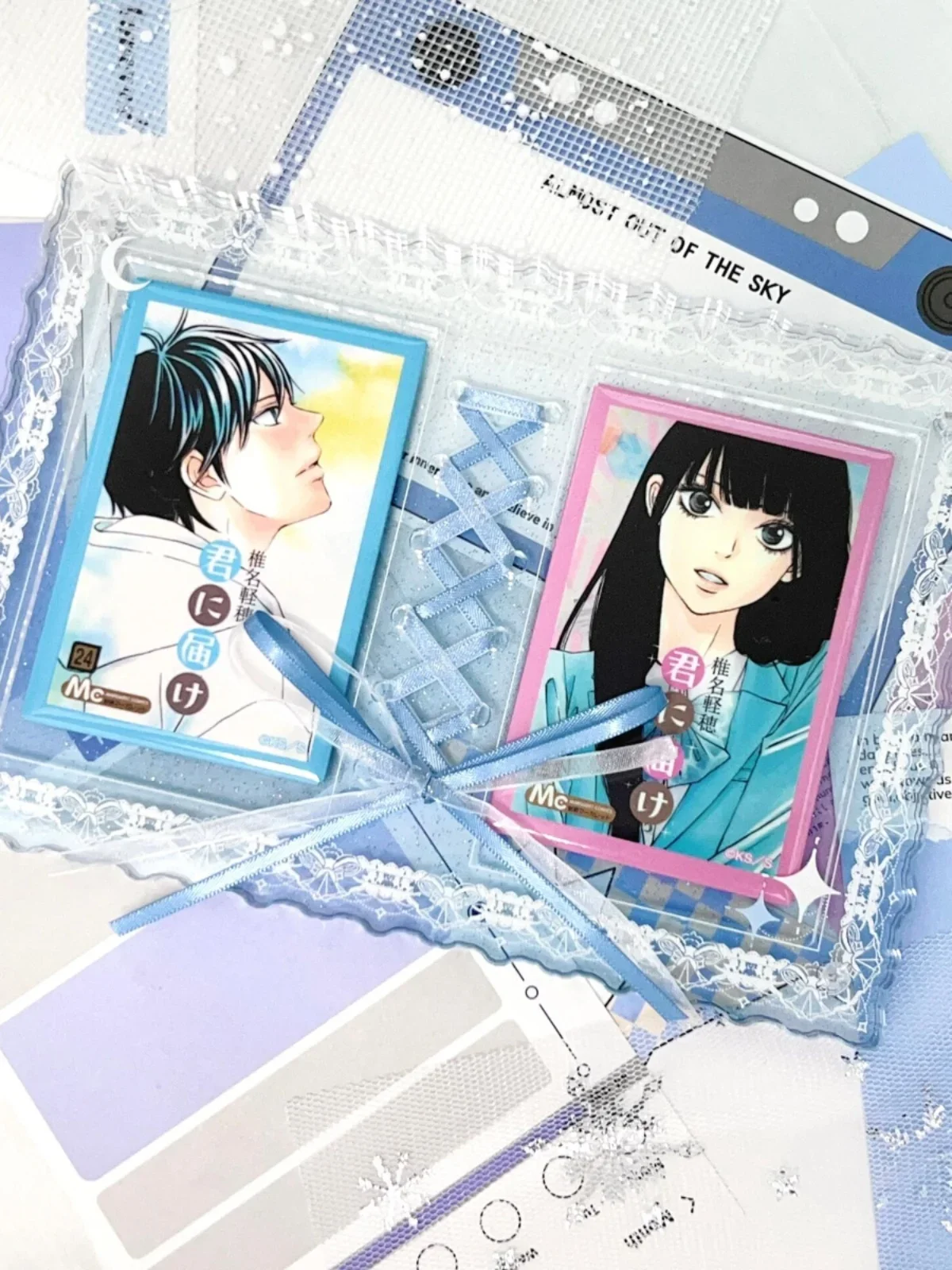 Ribbon Lace Gradient Acrylic Frame Mini Photocard Holder Display