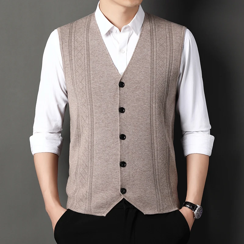 Men Sweater Vests Mens Knitted Vest Sweaters Vest for Men Fashion Luxury Sweater Casual Style Knitted Single Breasted Men Cardigan Vest Big Size Men's Clothing
