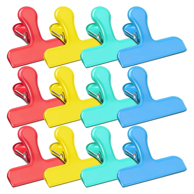 Wide Stainless Steel Clips, Bag Clips Food Clips Potato Chip Clips, Heavy Duty Metal Bag Closer,Snack Clamps 12Pcs-A03I