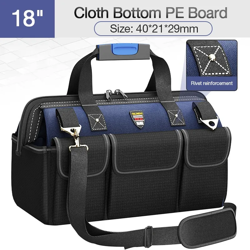 Tool Bag Thickened Fabric Electrician Bag 1680D Oxford Waterproof Wear-Resistant Strong Anti-Fall Storage Toolkit metal tool chest Tool Storage Items