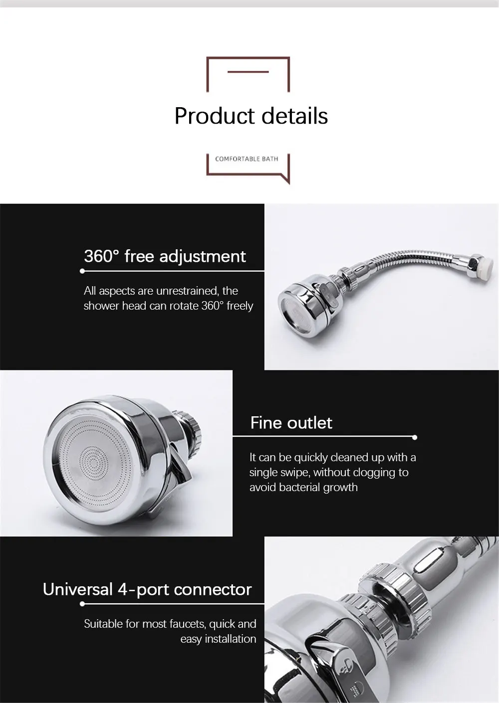 3 Modes Faucet Adapter Aerator Bubbler 360 Rotatable High Pressure Faucet Filter Extender Water Saving Kitchen Gadget Tap Nozzle S12b97a77735e4a4e909e62255778a8abc