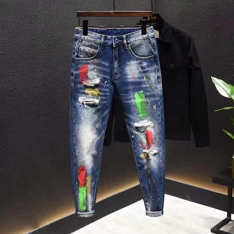 22023 high quality new Men's korean luxury clothing for men baggy jeans pants men Man cargo pants jeans trousers