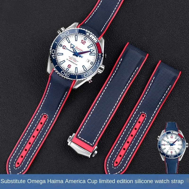 Per Omega Strap Seamaster 300 Speedmaster 8900 Marine Cavalluccio Marino Diving600 American Cup Limited Edition Series Silicone Strap20 22