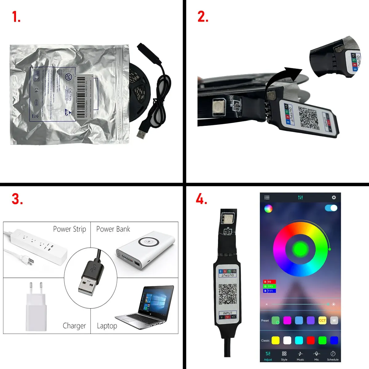 Description Picture 2 of item5/10M 5050 Led Strip Bluetooth Remote  Smart Application RGB Color Lights Changing for TV LED Backlight Living Room Party Decor