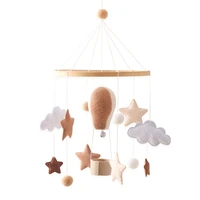 Baby Felt Hot Air Balloon Bed Bell Hanging Toy Newborn Wooden Mobile Music Rattle Toy Crib Holder Bracket Infant Accessories