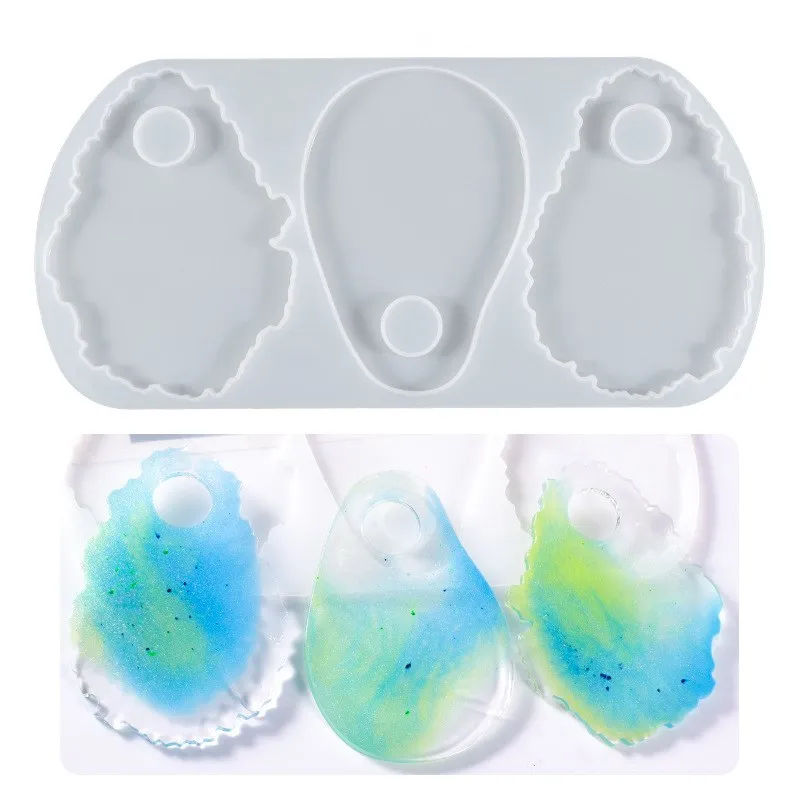 3 In 1 Coaster Resin Silicone Mold Irregular Makeup Tray Art Palette Mirror Silicone Mold Epoxy UV DIY Resin Craft Making Tools