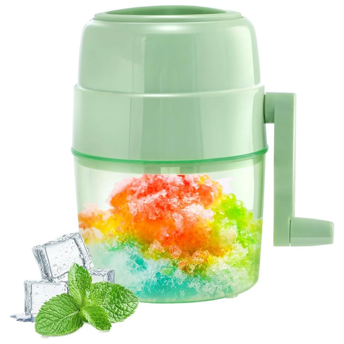 Snow Cone Machine Shaved Ice Machine Manual Ice Shaver Double Stainless Steel Blade Crusher