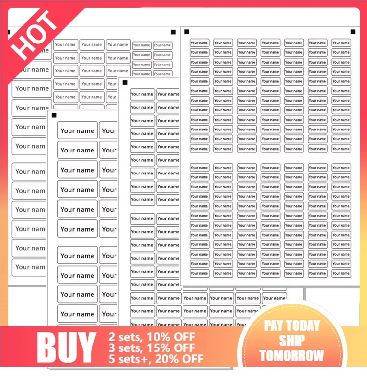 3Size Transparent Cartoon Pattern Custom Name Stickers Waterproof Tags Labels For Children Personal Scrapbook School Stationery