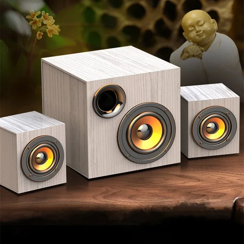 Wooden Multimedia Heavy Bass Living Room Home Desktop Computer Audio Active Subwoofer Big Volume Bluetooth Speakers bluetooth speaker,computer speakers