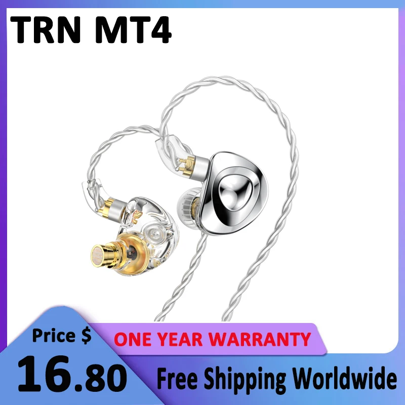 

Высокопроизводительные Внутриканальные наушники TRN MT4 2DD с двумя динамиками, Hi-Fi, 10 мм, два динамических драйвера, IEM, 2-контактный разъем 0,78, 3,5 мм