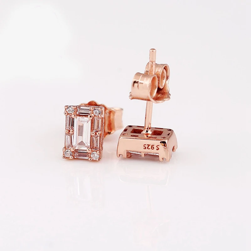 2022 Authentic 925 Sterling Silver Earring Sparkling Star Blue Gem Golden Heart Halo Stud Earrings Women Jewelry BirthdayGift