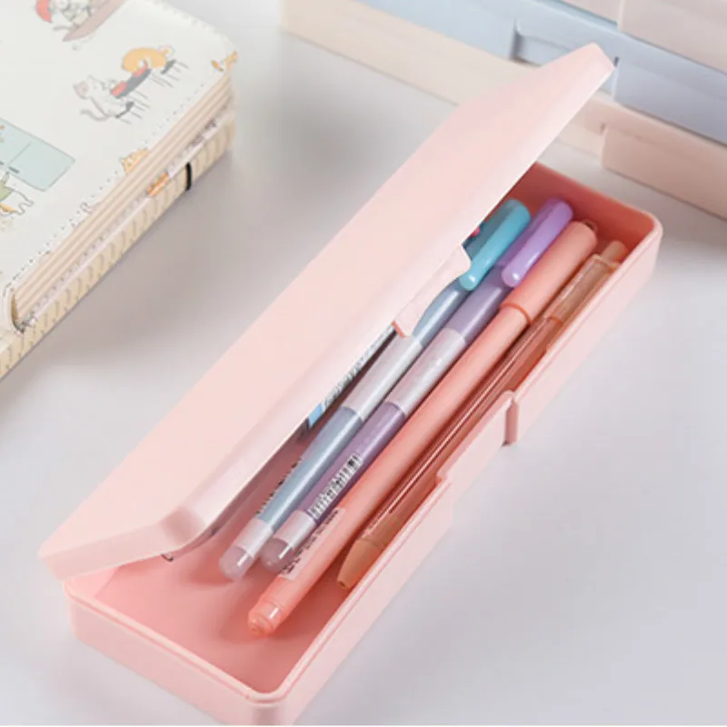 No Printing Simple PP Frosted Solid Color Stationery Box Small Fresh Creativity Student Desktop Organize Pencil Case Storage Box