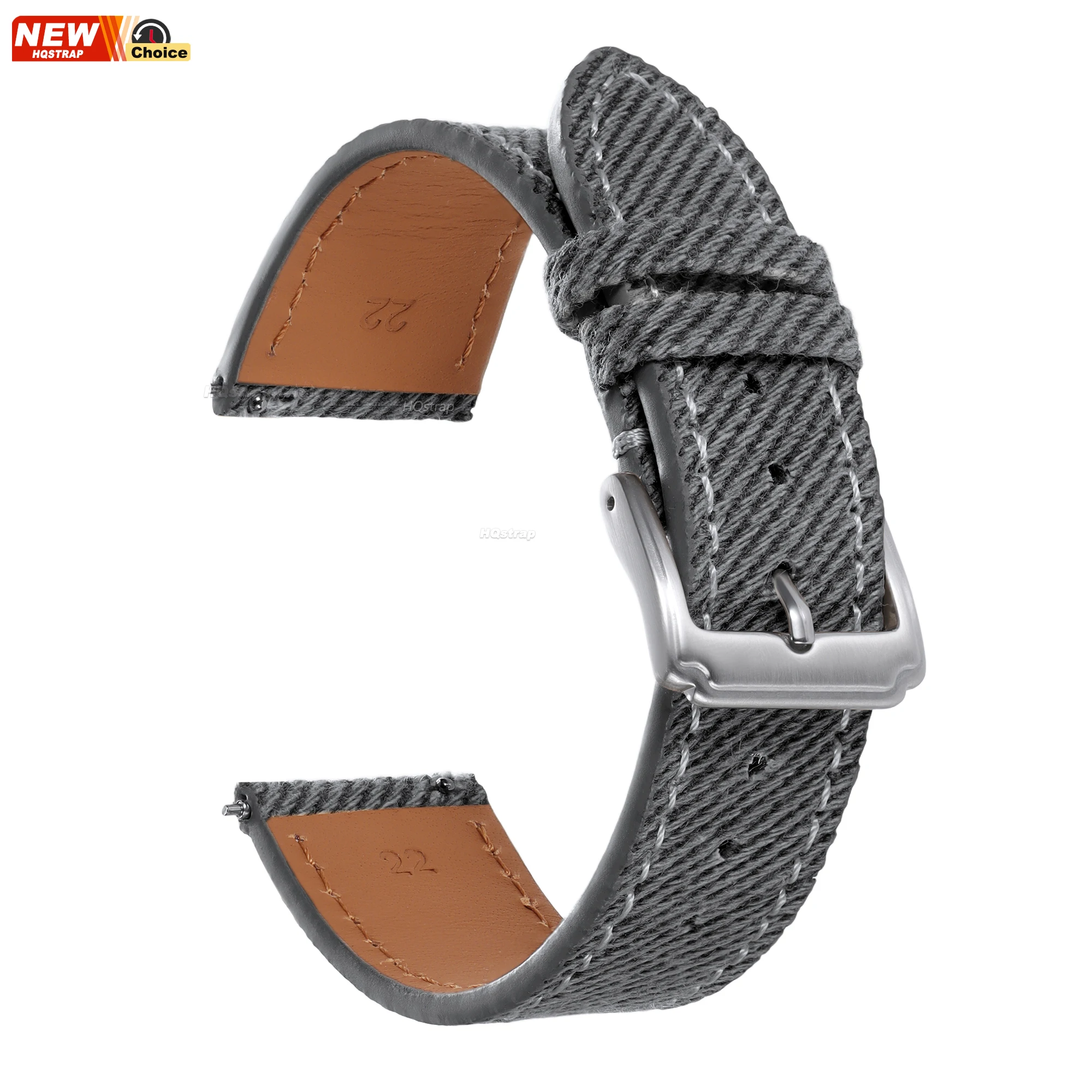 Butterfly Clasp Denim-Style Leather Smartwatch Strap with Pin Buckle