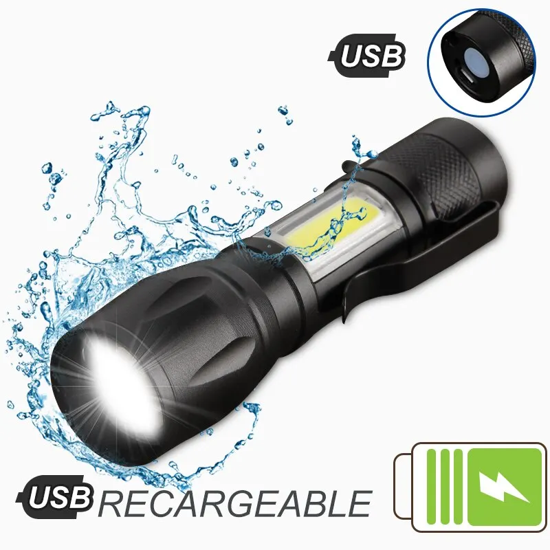 Mini-linterna-LED-recargable-linterna-port-til-de-carga-USB-Banco-de ...