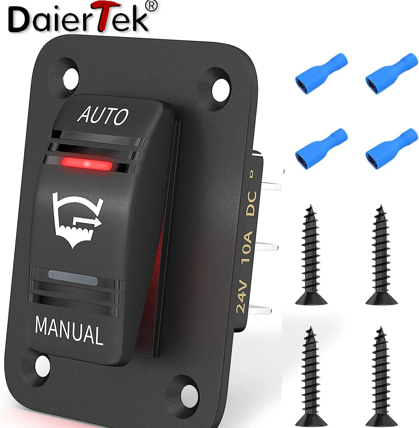 DaierTek 3 Way 20A Bilge Pump Rocker Switch Panel Waterproof 12V 24V 4Pin SPDT Auto/Off/Manual Bilge Pump Switch LED