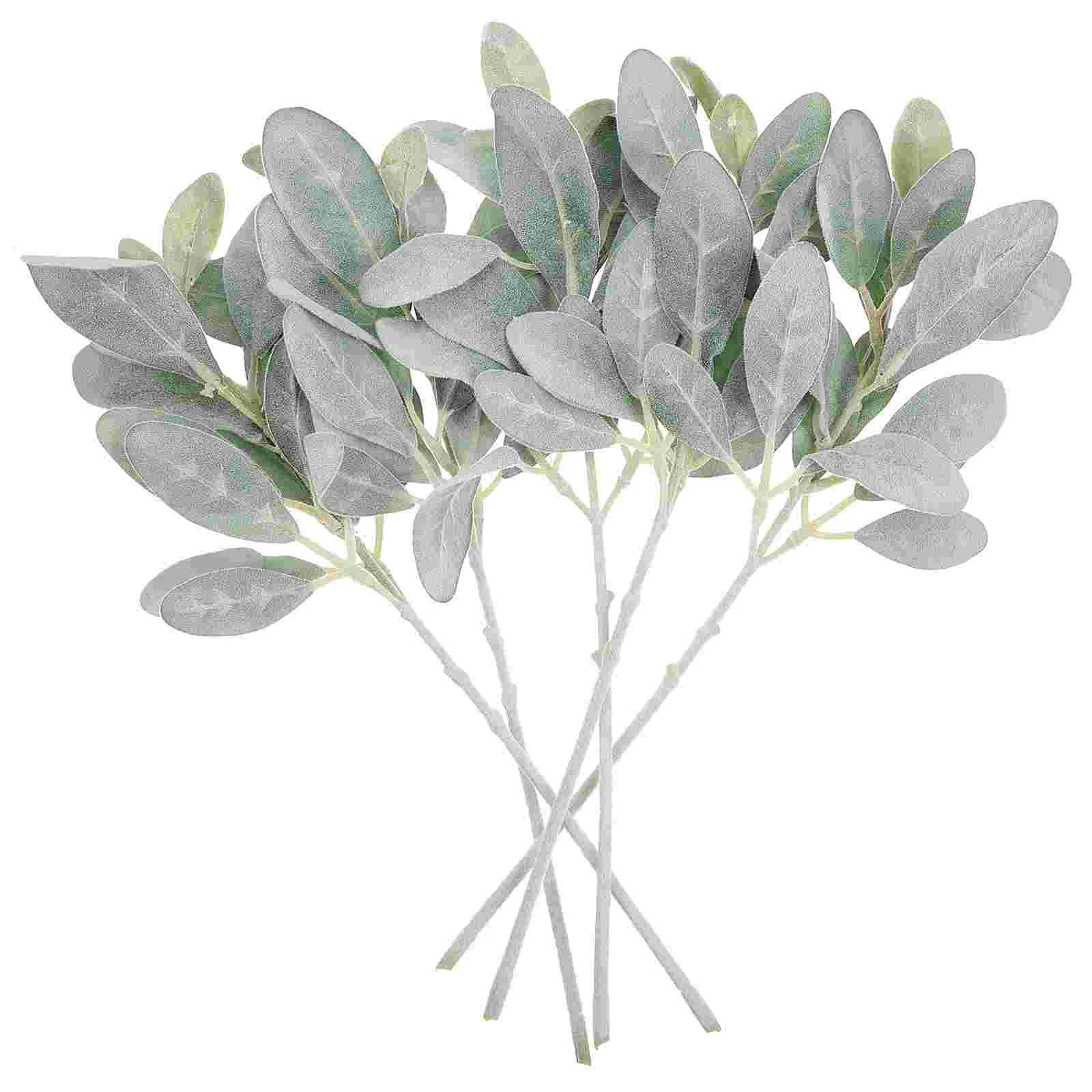 

5 Pcs Imitation Sheep Ear Leaves Artificial Leaf Plant Flower Arrangement Accessories Fabric Ornament Flocking
