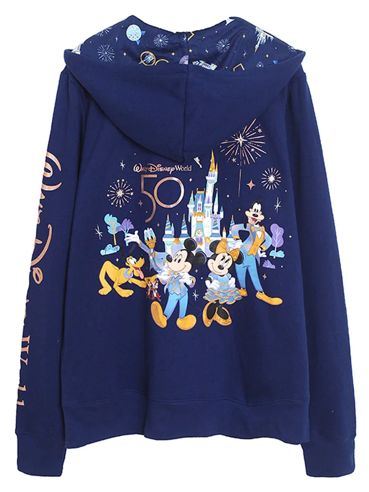 Disney Welt 50th Anniversary Mit Kapuze Sweatshirt Frauen Hoodies Langarm  Zip Jacke Weibliche Casual Streetwear Fleece Tops Femme - AliExpress