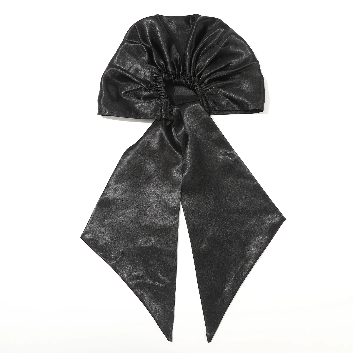 Single-Layer Ribbon Turban Hat Bandana Black Cashew Flower Anti-Slip Strip Turban Hat Long Streamer Hair Care Bonnet Nightcap