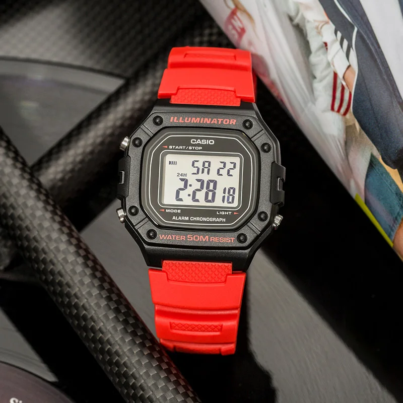 CASIO W-218H Classic Small Square Watch Men Women Multi-function Digital Dateled Electronic Watch Sport Series Academy digital watch